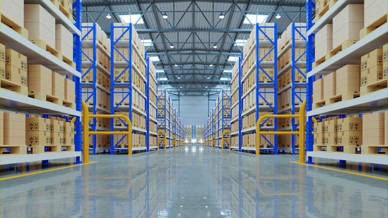 Empty warehouse in logistic center,3d rendering